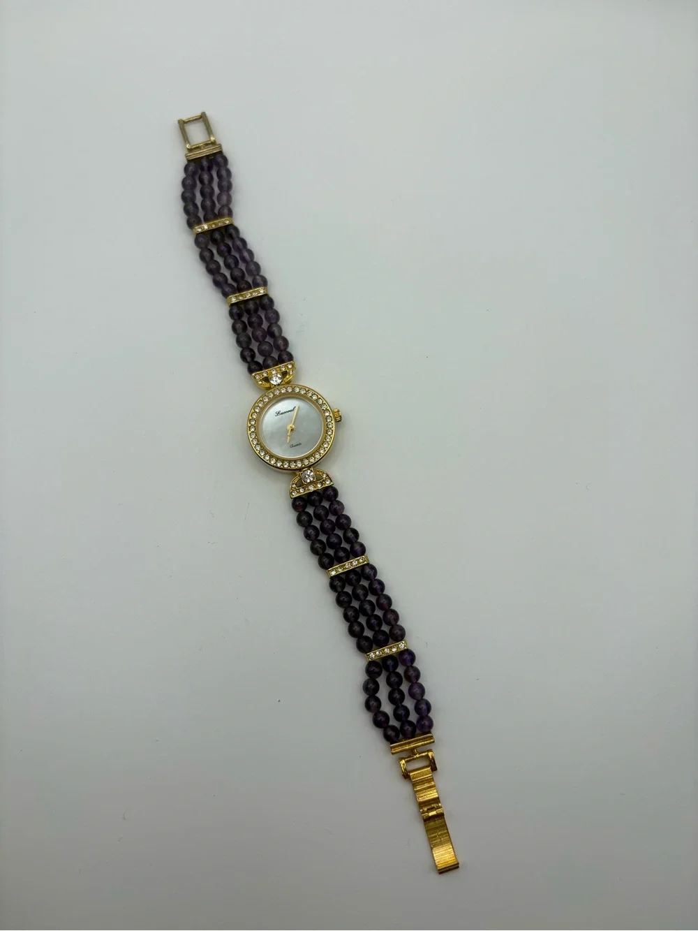 Lucoral Women’s Quartz Multi-strand Amethyst Band Crystal‎ Accents New Battery